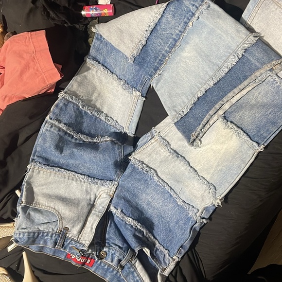 Perfect condition, original style, true denim patchwork, jeans with flared legs - Picture 2 of 2